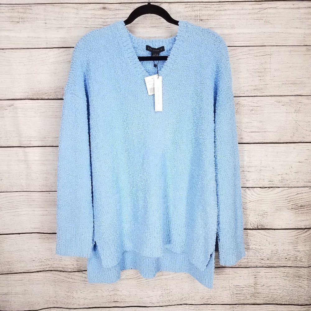NWT Sanctuary V-neck Sweater Pullover Chunky knit Womens L Blue Casual Slouchy